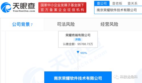 榮耀在南京成立軟件技術公司，注冊資本超9.57億元，加碼信息技術咨詢服務